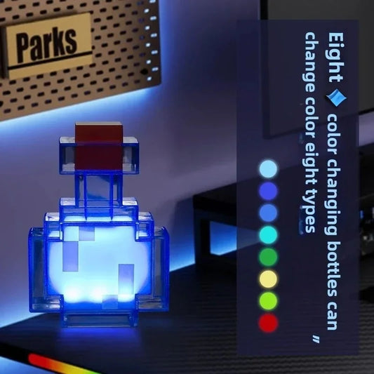 Minecraft Lampka Nocna LED - Butelka Zmieniająca Kolory