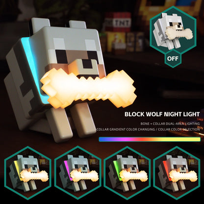 Minecraft Lampka Wilk RGB - Nocna Dekoracja Gaming