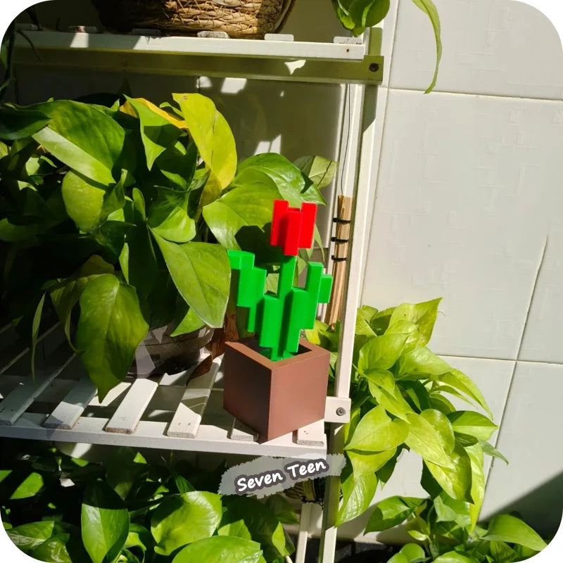 Minecraft Kwiat 3D - Pikselowy Tulipan Dekoracja na Biurko