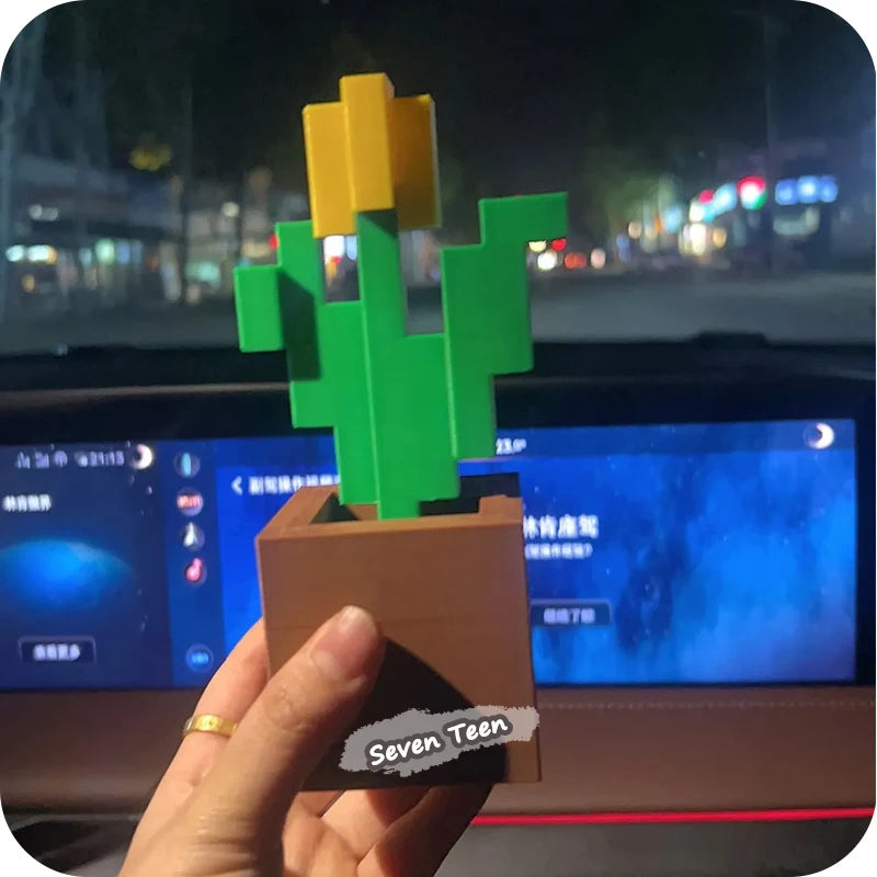 Minecraft Kwiat 3D - Pikselowy Tulipan Dekoracja na Biurko