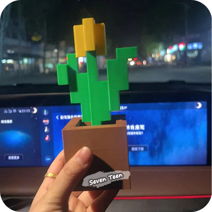 Minecraft Kwiat 3D - Pikselowy Tulipan Dekoracja na Biurko