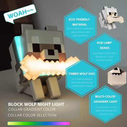 Minecraft Lampka Wilk RGB - Nocna Dekoracja Gaming