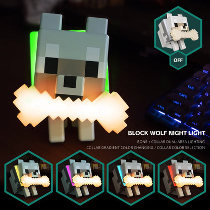 Minecraft Lampka Wilk RGB - Nocna Dekoracja Gaming