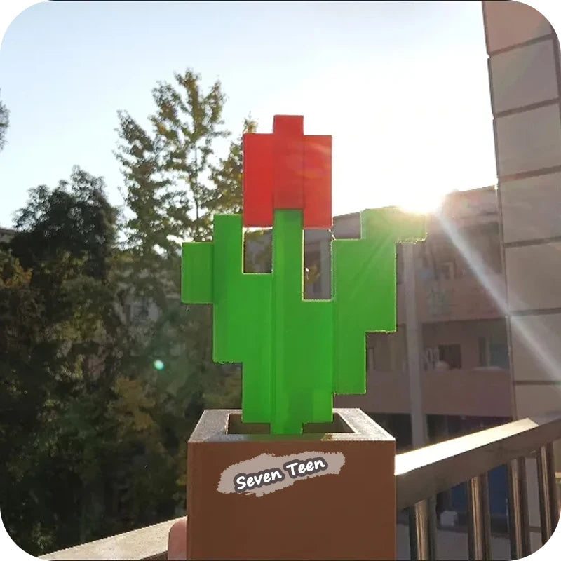 Minecraft Kwiat 3D - Pikselowy Tulipan Dekoracja na Biurko