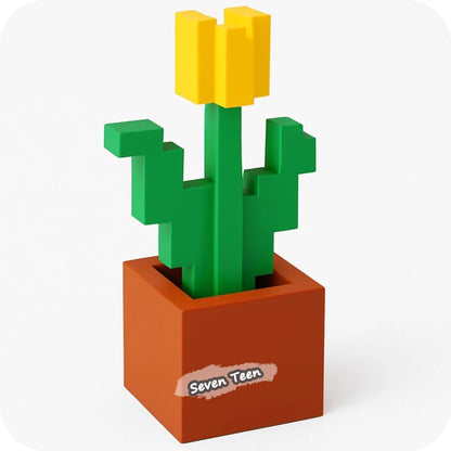 Minecraft Kwiat 3D - Pikselowy Tulipan Dekoracja na Biurko